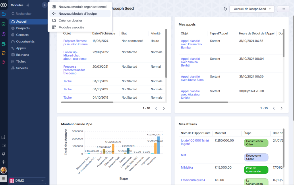 Mise en place des Modules d'équipe dans CRm for Everyone par votre intégrateur Zoho.