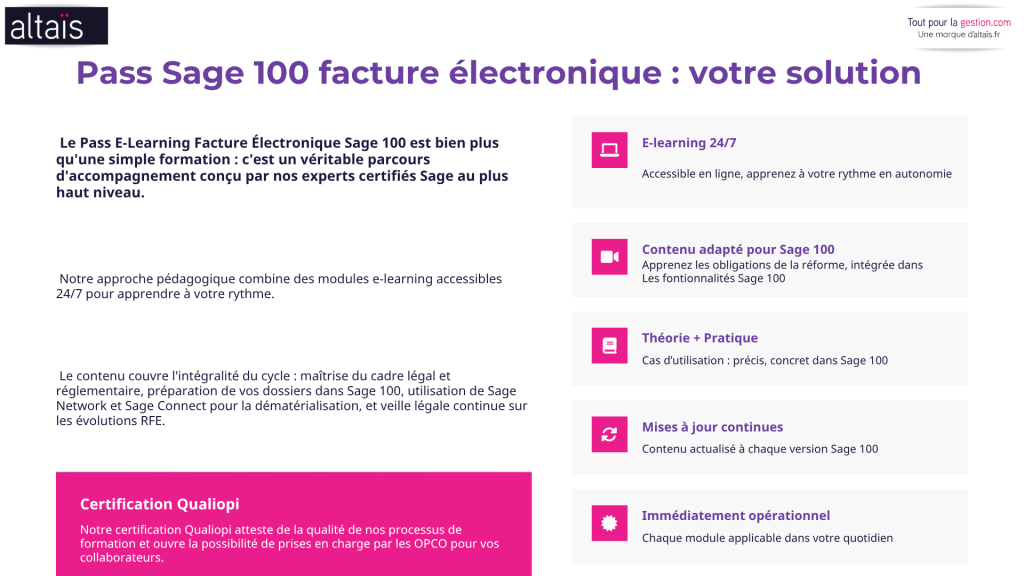 Le pass facture électronique Sage 100 : votre parcours de formation complet en ligne