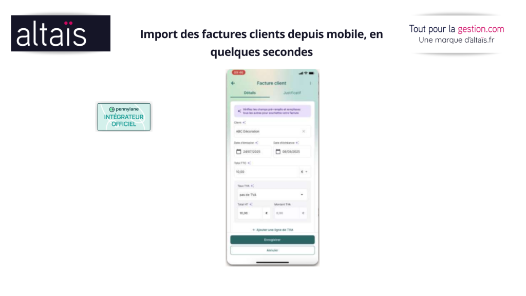 Pennylane 2026: Import de Factures Clients Depuis Mobile et gérez la Facture électronique RFE au format Facture-X dès 2026