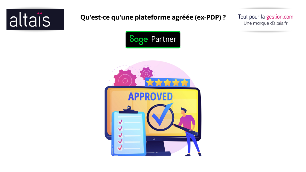 Plateforme Agréée Sage Guide complet pour comprendre la PA Sage Network pour la facture électronique.
Qu'est ce qu'une Plateforme agréée, comment connecter Sage Network avec Sage 100, 50 ou Batigest : vos questions et nos réponse en ligne pour vous aider à envoyer et recevoir vos factures e-invoicing et gérer les flux e-reporting en Facture électronique