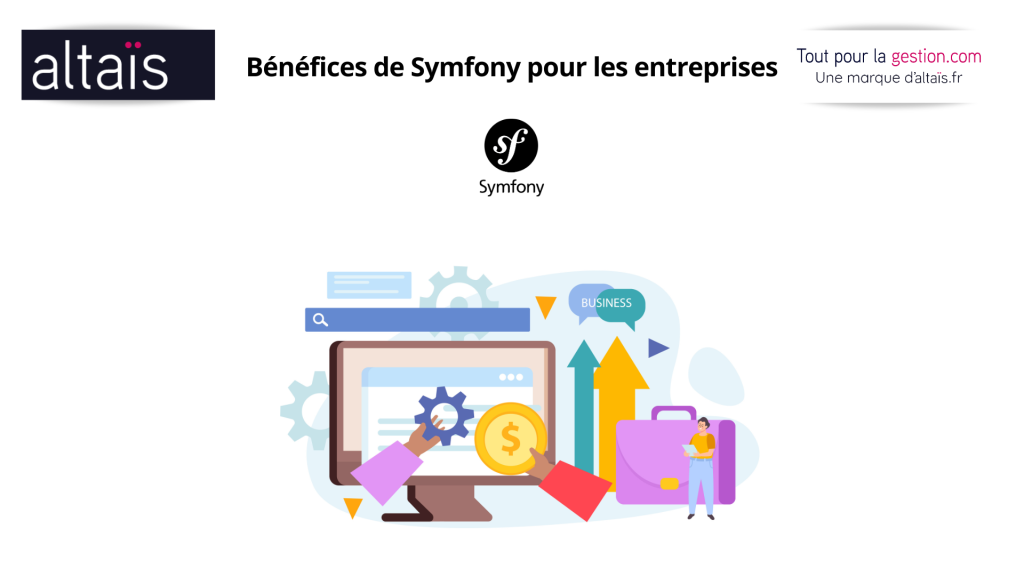 Bénéfices de Symfony pour les entreprises : flexibilité, évolutivité, sécurité avancée, interopérabilité avec PrestaShop, Odoo et WordPress, optimisation des performances, et maintenance simplifiée pour des applications robustes et évolutives.