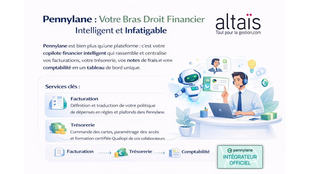 Pennylane, plateforme de gestion financière et comptable intégrée, centralisant facturation, trésorerie, notes de frais et comptabilité pour une vision claire et en temps réel de la santé financière de votre entreprise.