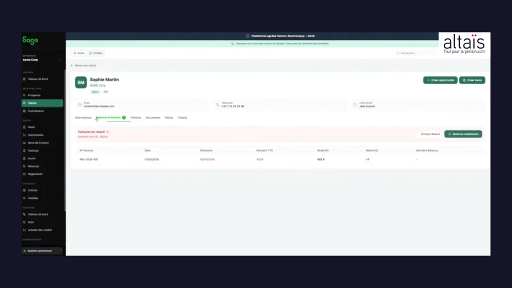 Sage Expérience IA Fiche client SaaS Altais Tout-pour-la-gestion