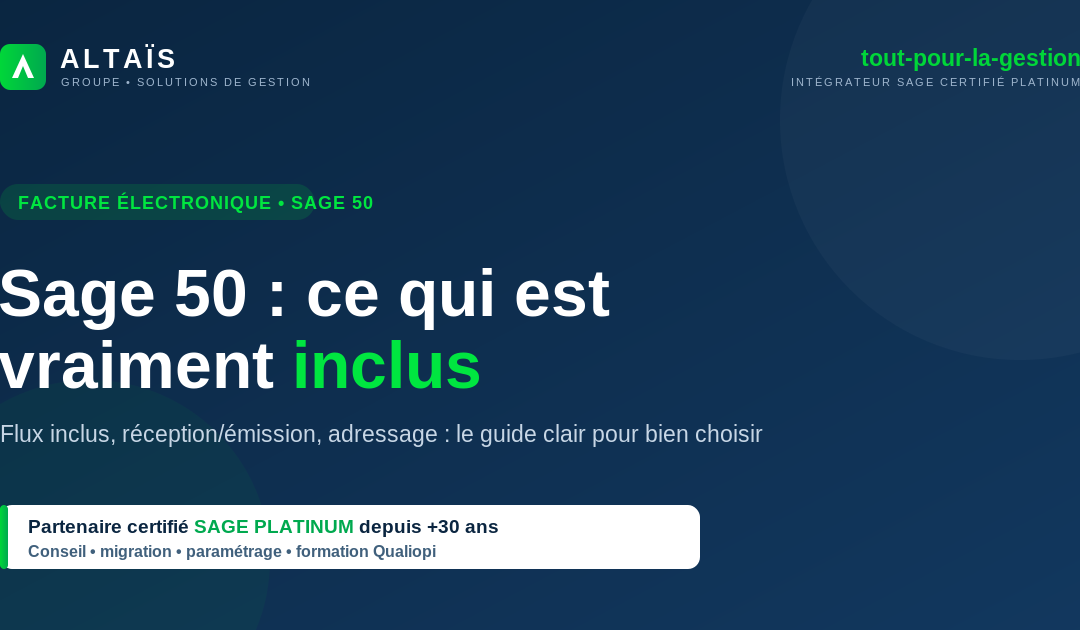 Sage 50 Facture électronique : ce qui est vraiment inclus en Dsu et comment bien adresser vos factures