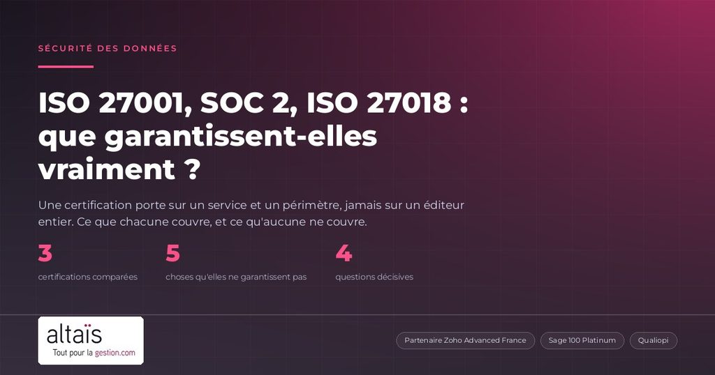 ISO 27001, SOC 2, ISO 27018 : ce que ces certifications garantissent — et ce qu'elles ne garantissent pas