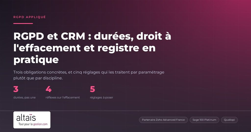 RGPD et CRM : durées de conservation, droit à l'effacement et registre, en pratique