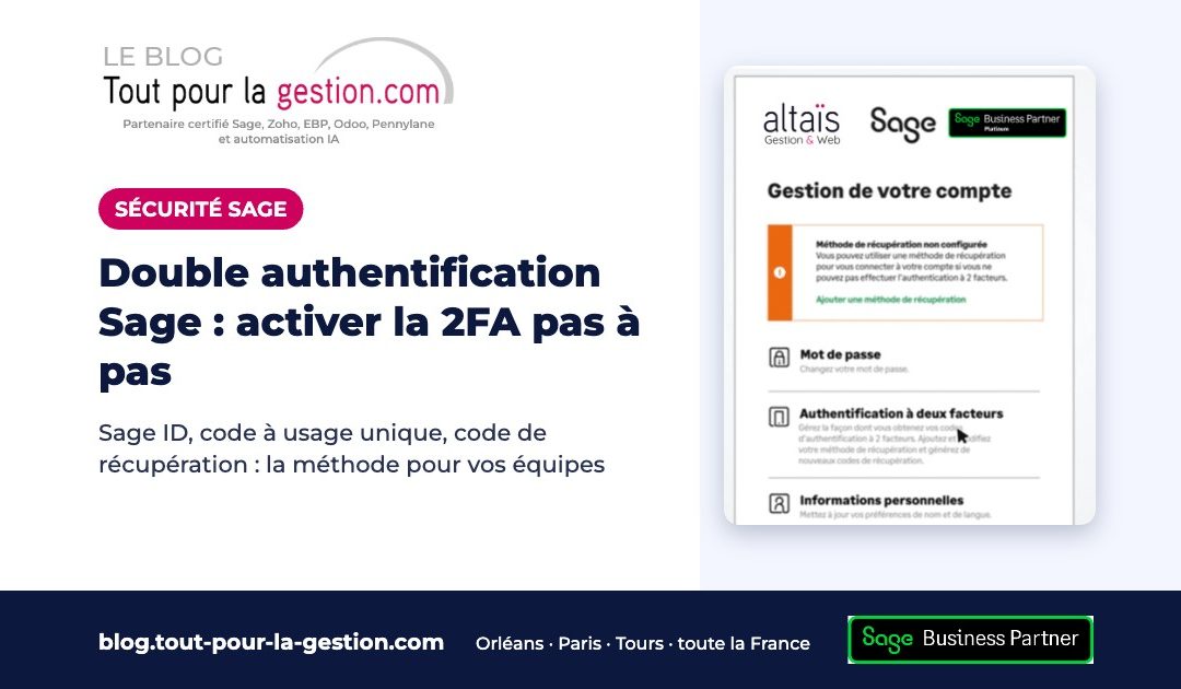 Double authentification Sage (Sage ID) : activer la 2FA pas à pas