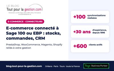 E-commerce connecté à Sage 100 ou EBP : stocks, commandes, CRM