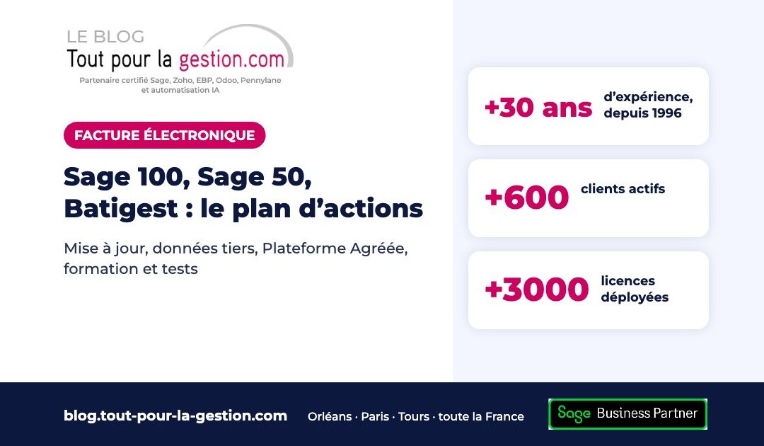 Facture électronique Sage 100, Sage 50, Batigest : le plan d’actions