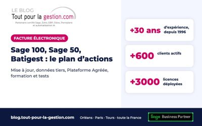 Facture électronique Sage 100, Sage 50, Batigest : le plan d’actions