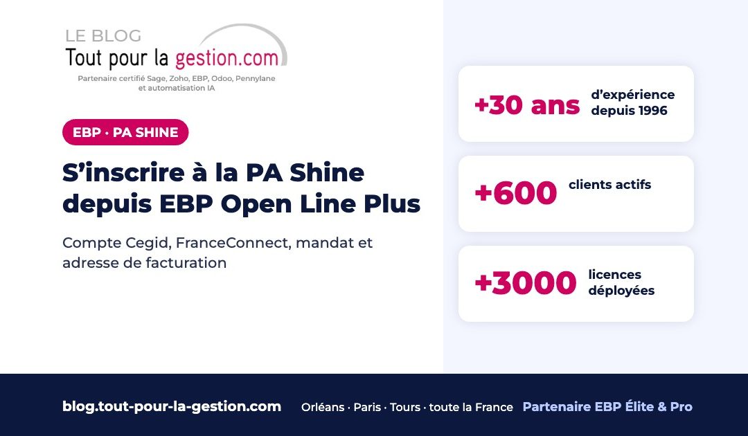 PA Shine pour EBP : s’inscrire et raccorder Open Line Plus