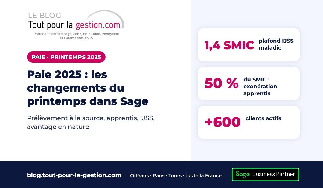 Paie 2025 : les changements du printemps dans Sage paie