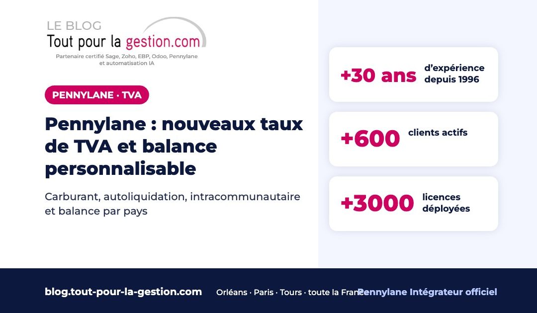 Pennylane : nouveaux taux de TVA et balance personnalisable