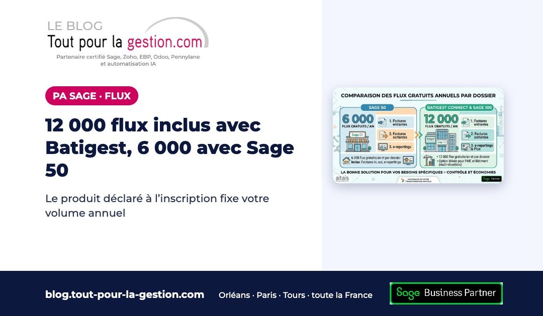 PA Sage : 12 000 flux inclus avec Batigest, 6 000 avec Sage 50