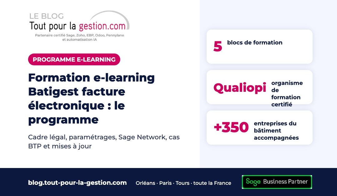 Formation e-learning Batigest facture électronique : le programme