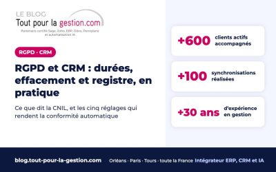 RGPD et CRM : durées de conservation, effacement et registre, en pratique
