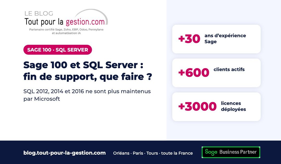 Sage 100 et SQL Server 2012, 2014, 2016 : fin de support, que faire ?