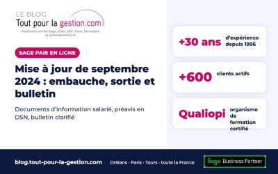 Sage paie en ligne, septembre 2024 : embauche, sortie et bulletin