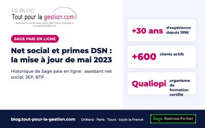 Sage paie en ligne : net social et primes DSN, la MAJ de mai 2023