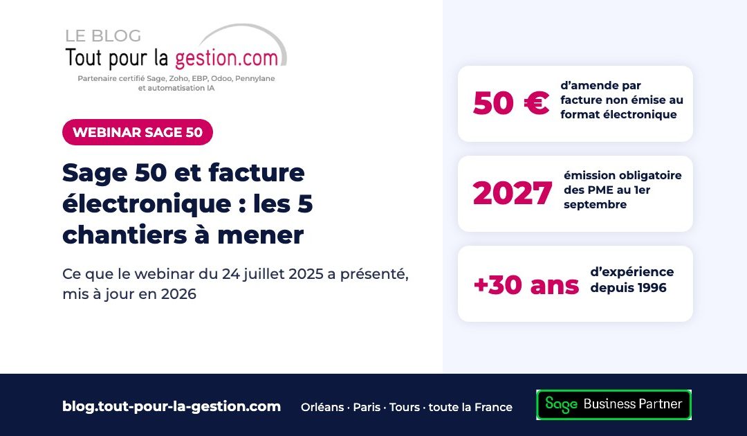 Sage 50 et facture électronique : les 5 chantiers du webinar 07/2025