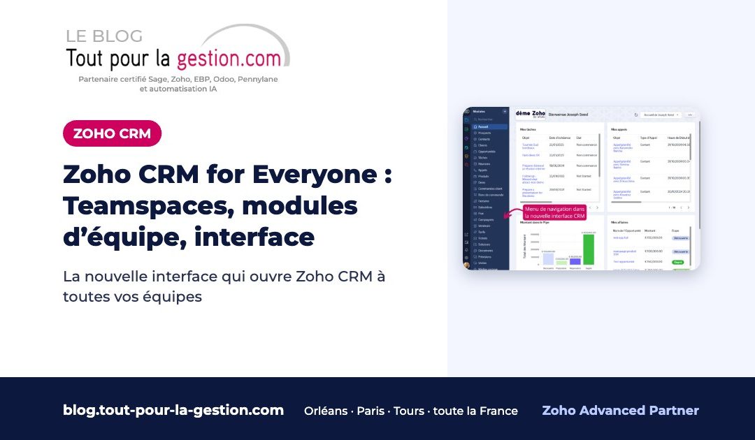 Zoho CRM for Everyone : Teamspaces, modules d’équipe, interface