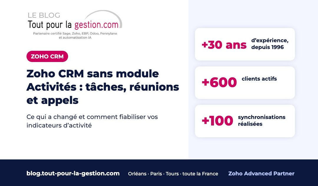 Zoho CRM sans module Activités : tâches, réunions et appels